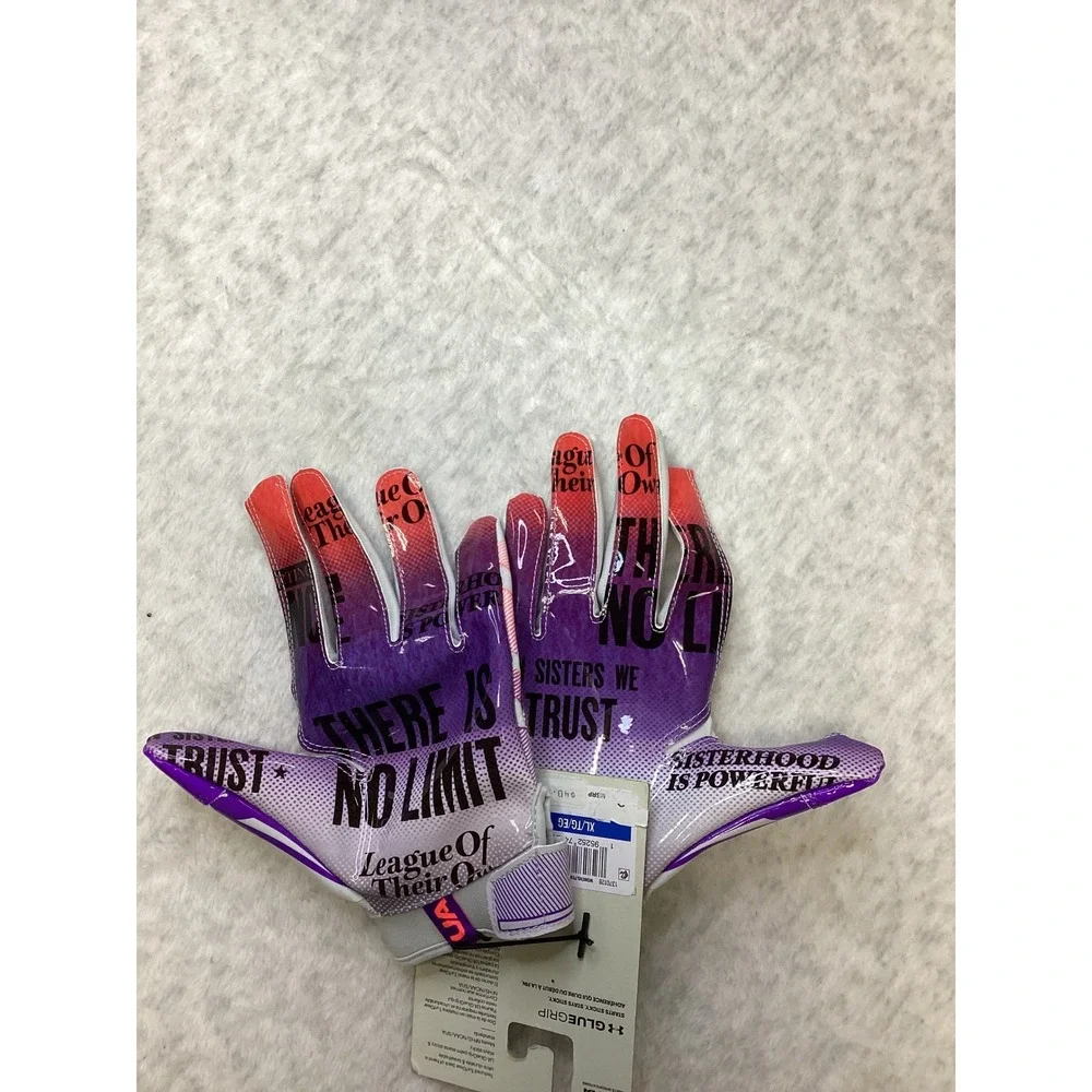 Under Armour UA F8‎ Womens Football Gloves XL Grey Purple Pink 1370128 NEW